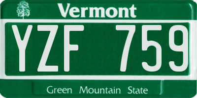 VT license plate YZF759