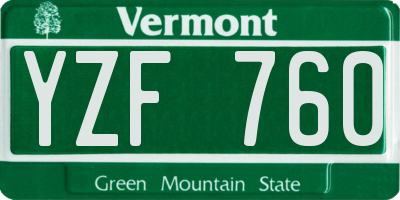 VT license plate YZF760