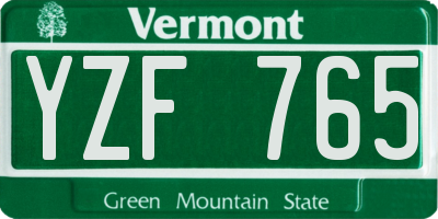 VT license plate YZF765