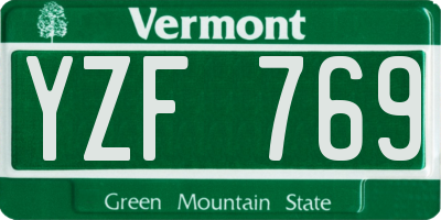 VT license plate YZF769