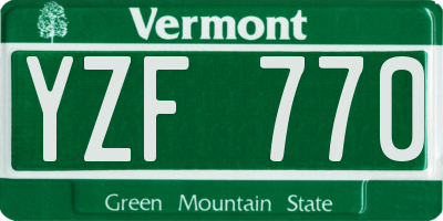 VT license plate YZF770