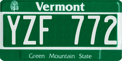 VT license plate YZF772