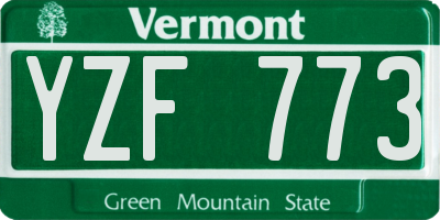 VT license plate YZF773
