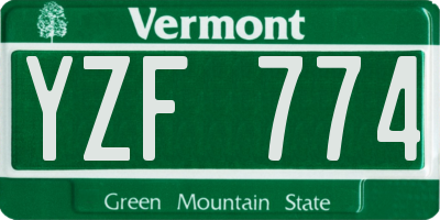 VT license plate YZF774