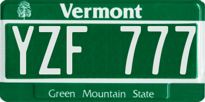VT license plate YZF777