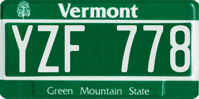 VT license plate YZF778