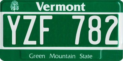 VT license plate YZF782