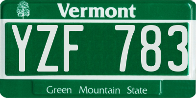 VT license plate YZF783