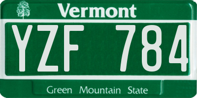 VT license plate YZF784