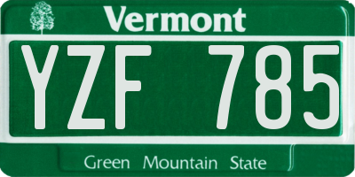 VT license plate YZF785