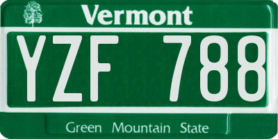 VT license plate YZF788