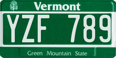 VT license plate YZF789