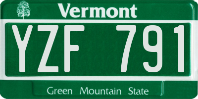 VT license plate YZF791