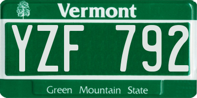 VT license plate YZF792