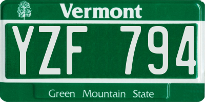 VT license plate YZF794