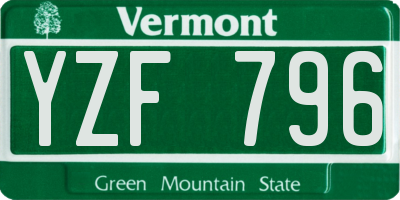 VT license plate YZF796