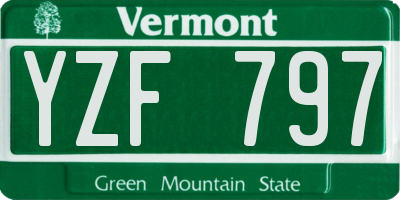 VT license plate YZF797