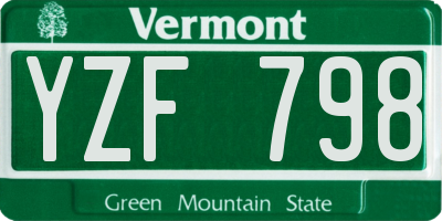 VT license plate YZF798
