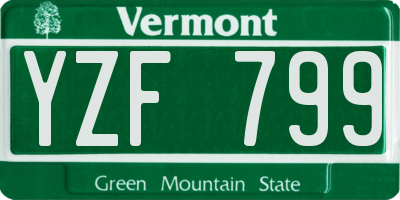 VT license plate YZF799