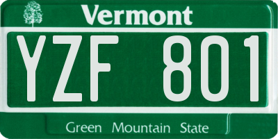 VT license plate YZF801