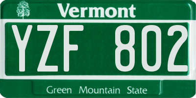 VT license plate YZF802