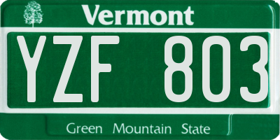 VT license plate YZF803