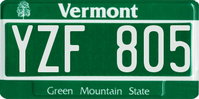 VT license plate YZF805