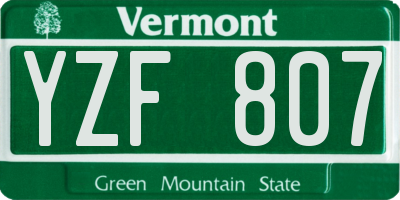 VT license plate YZF807