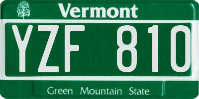 VT license plate YZF810