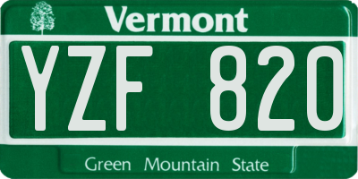 VT license plate YZF820