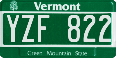 VT license plate YZF822