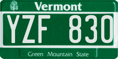 VT license plate YZF830