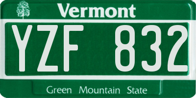 VT license plate YZF832