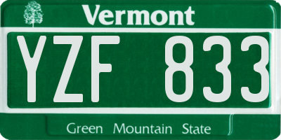 VT license plate YZF833