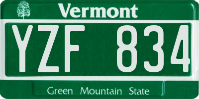 VT license plate YZF834