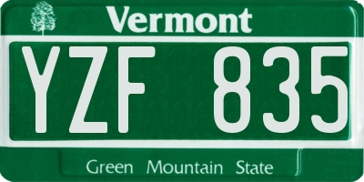 VT license plate YZF835