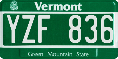 VT license plate YZF836