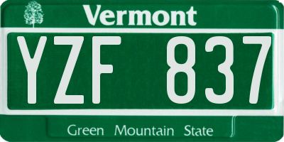 VT license plate YZF837