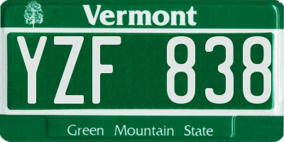 VT license plate YZF838