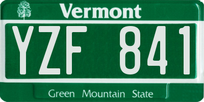 VT license plate YZF841