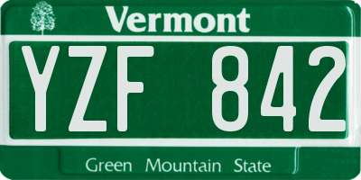 VT license plate YZF842