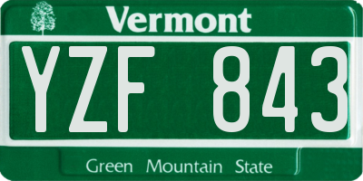 VT license plate YZF843