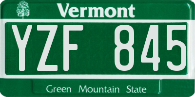 VT license plate YZF845