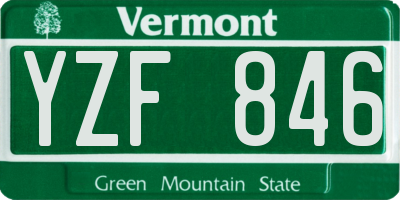 VT license plate YZF846