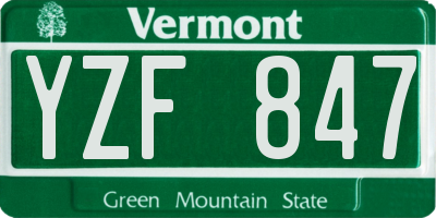 VT license plate YZF847