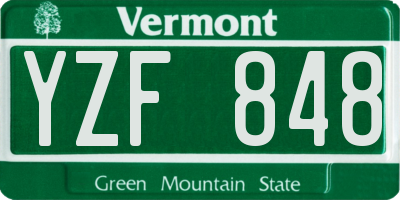 VT license plate YZF848