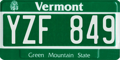 VT license plate YZF849