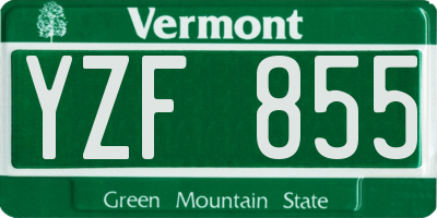 VT license plate YZF855