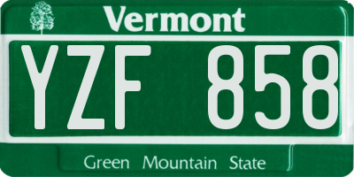 VT license plate YZF858