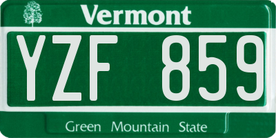 VT license plate YZF859